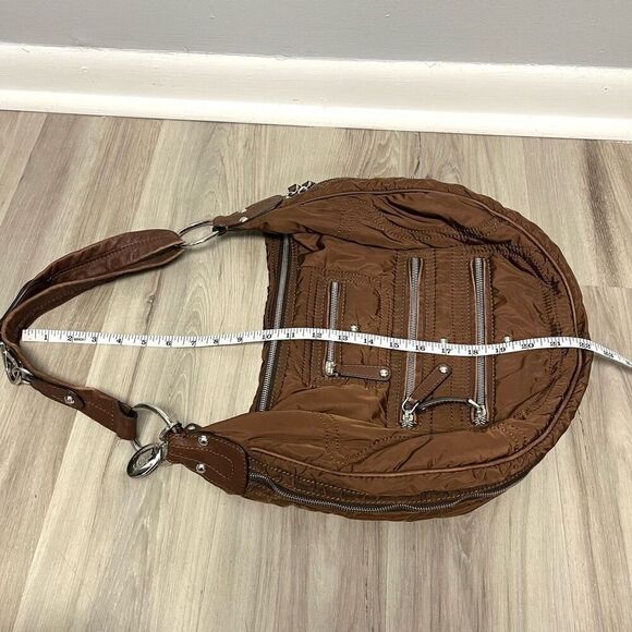 Tod's Luna Brown Nylon Media Hobo Purse Bag - Picture 12 of 14
